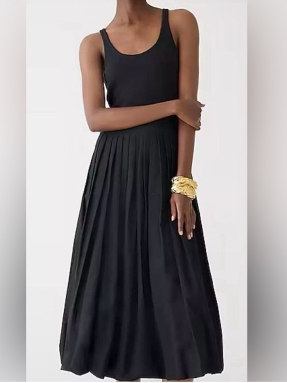 J. Crew Black Fitted Tank Dress with Poplin Bubble Skirt